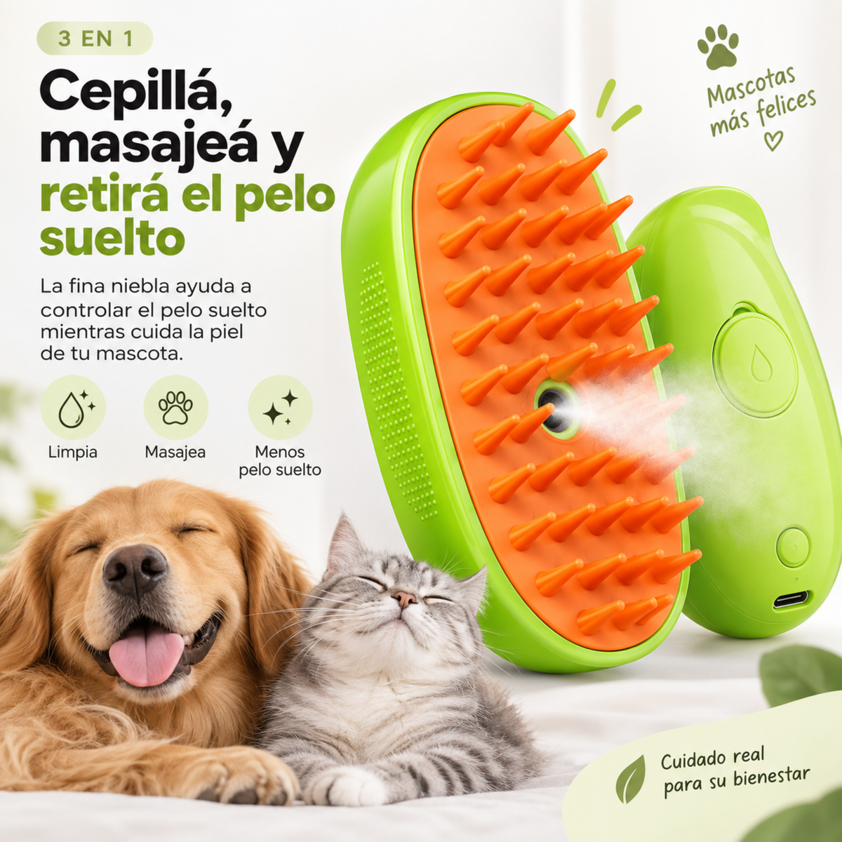 SwipeFur™ – Cepillo 3 en 1 para Mascotas