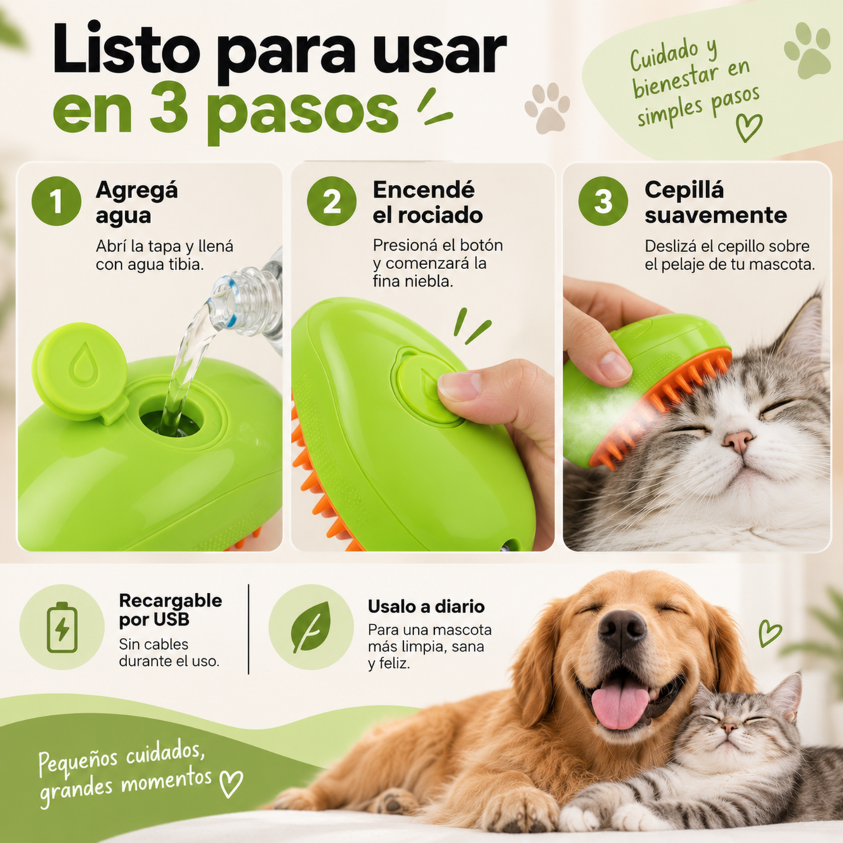 SwipeFur™ – Cepillo 3 en 1 para Mascotas